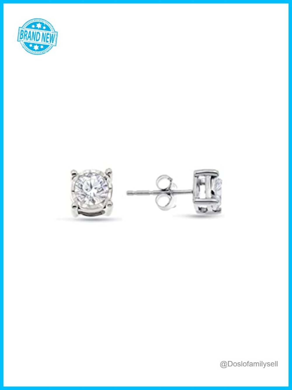 Diamond Stud Earrings 1/10 Cttw Rhodium Plated Sterling Silver